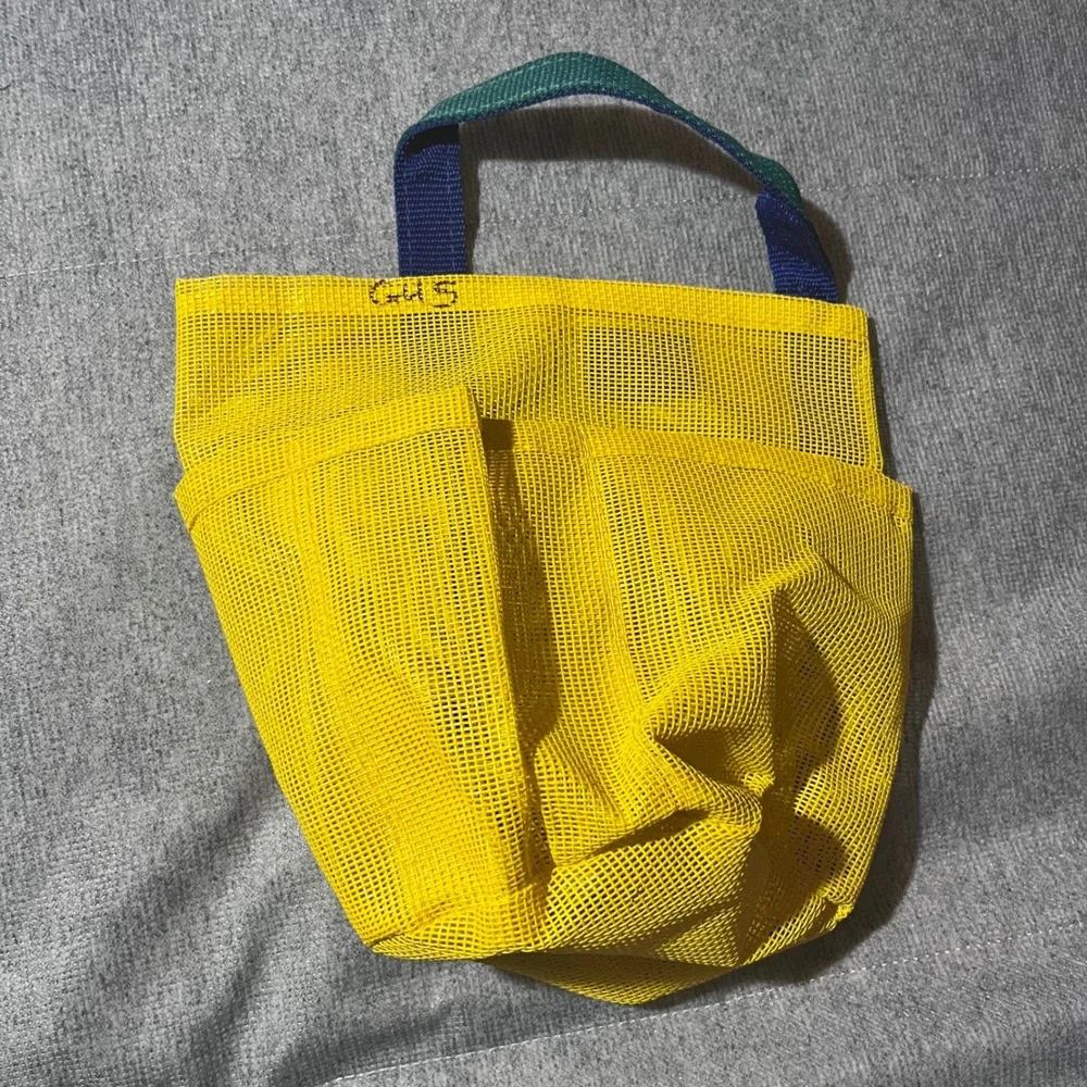 Saltwater Canvas Mesh Shower Caddy Bag Yellow Blue Green Dorm Gym Tote